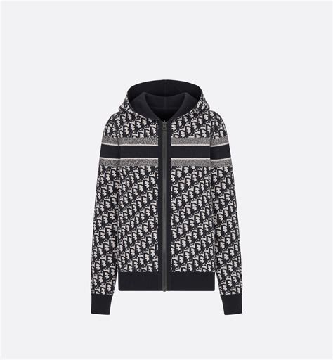 Dior Oblique Reversible Zipped Hooded Cashmere Cardigan.